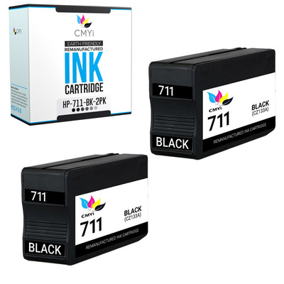 2 Pack Black Ink Cartridges for HP 711 fits DesignJet T120 T1300 T520 T125 T130