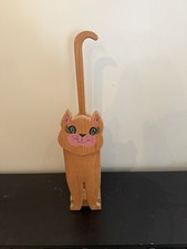 Vtg Handmade 80s Wood Cat Spare Toilet Paper Rolls Holder Free Standing Cottage