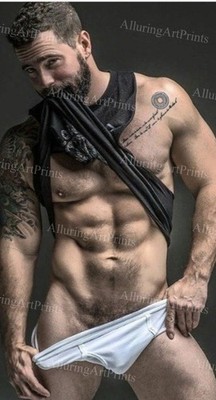 Male Model Photo Print Muscular Handsome Shirtless Hunk Jock Abs -UU34
