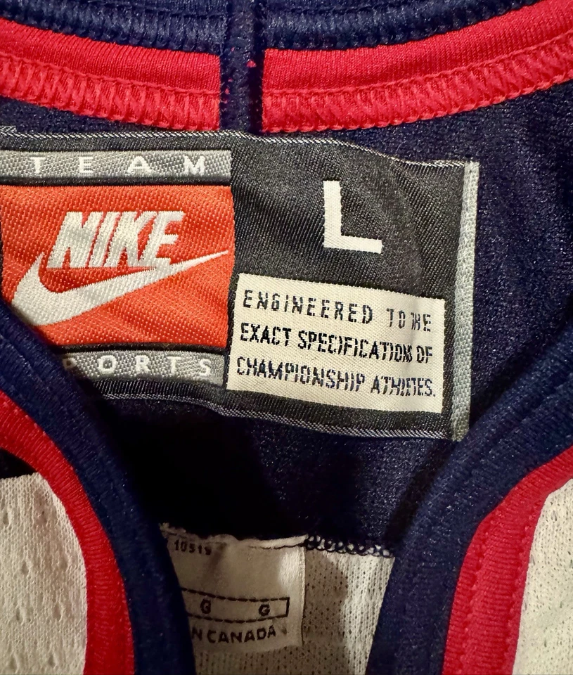 全新 Nike 复制品 美国 曲棍球 白色 球衣 男式 尺码 L 全新带标签 — 第 2/4 张图片