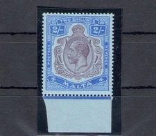 1914-21 MALTA, Stanley Gibbons No. 86, 2 Purple and bright blue shillings - MNH*