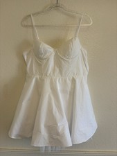 Fashion Nova XL White Corset Poplin Sleeveless Mini Dress Strappy Lace Trim