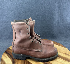 Vtg 70s Browning Arms Co Brown Leather Lace Up Work Boots USA Made Vibram Sz 8A