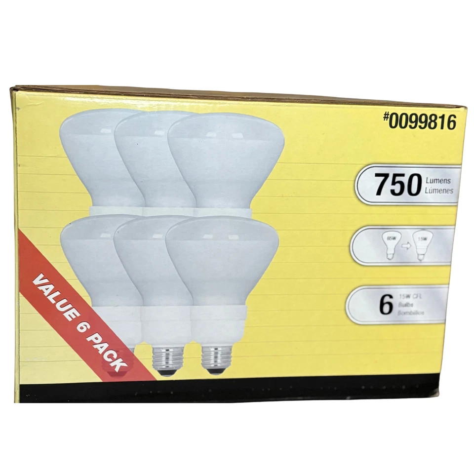 Utilitech 15W BR30 CFL LED Light Bulb Equivalent Soft White 750 Lumens 6-Pack - Image 2 of 3