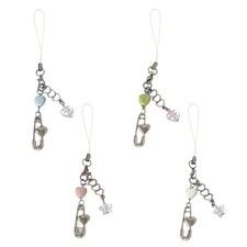 Ceramic Heart Pin Keychain Lanyard Fashion Straps for Phones Stylish Beads Charm