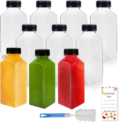 #ad #ad 10 Pcs 12Oz Plastic Juice Bottles with Caps Reusable Juice Containers $16.43