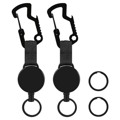 2 Pack Retractable Key Chain Heavy Duty Badge Holder Reel with Multitool Cara...