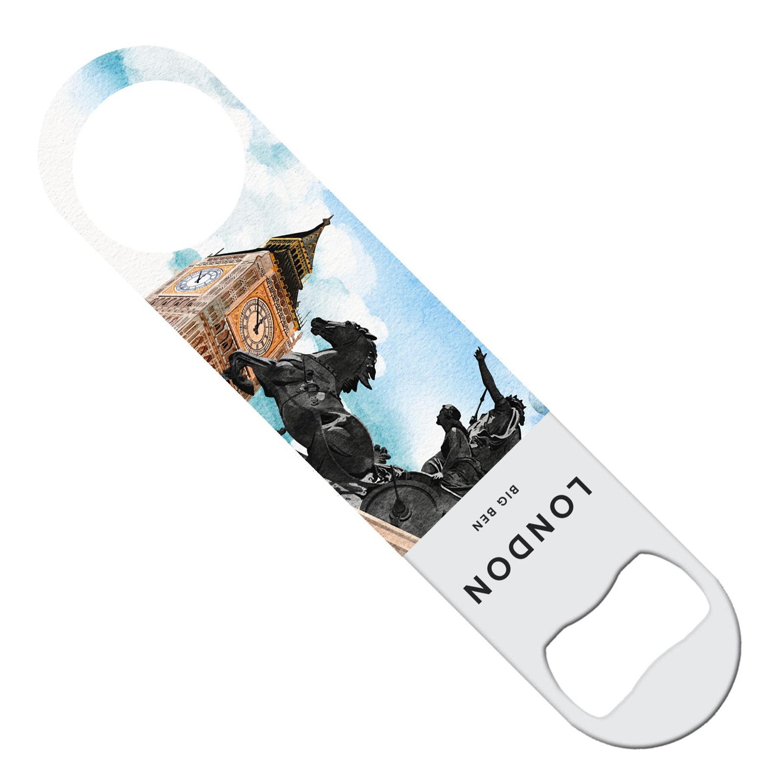 London Big Ben Clock Tower Illustration Souvenir Metal Bottle Opener