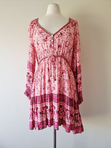 Mini Vestido ARNHEM Rosa Flora TALLA 14 Floral Manga Larga Boho - Imagen 2 de 9