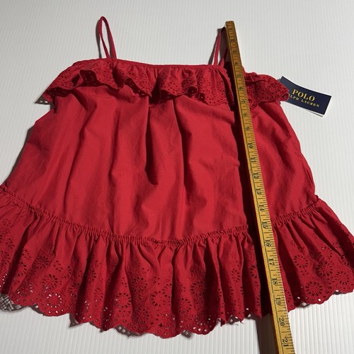 POLO Ralph Lauren Red Top Shirt Girls Size 10 Eyelet Ruffle Sleeveless Tank NWT - Picture 11 of 11