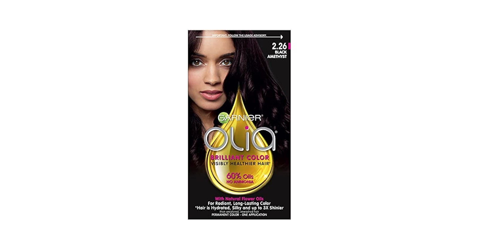 (2) Garnier Olia Oil Powered Permanent Hair Color, 2.26 Blac