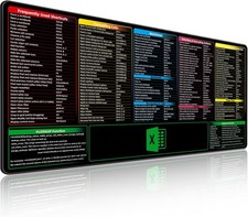 Excel Shortcuts Mouse Pad Extended Large XXL 35.4x15.7x0.12in Cheat Sheet Ga...