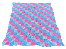 Vtg Handmade Granny Square Afghan Crochet Queen Blanket Quilt Pastel Baby 78x108