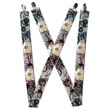 Suspenders, Flowers Filigree Pink, 1.5 Inch Wide