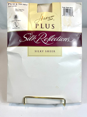 Hanes Plus Silk Reflections Silky Sheer Pantyhose Classic Navy Size 3+