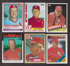 1983-1988 Topps Whitey Herzog Baseball Card Lot (6) St. Louis Cardinals Manager