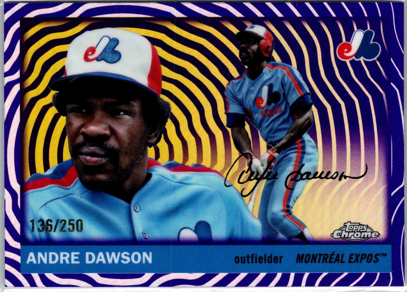 2025 Topps Chrome Platinum #425 Andre Dawson Purple Vibrations Refractors #/250