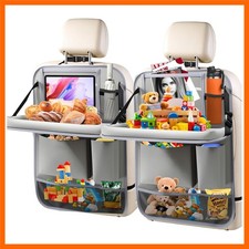 2Pack Car Backseat Organizer with Foldable Table Tray Grey