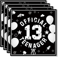 Servietten 13. Geburtstag Schwarz Weiß 33X33Cm 20 StüCk Deko FüR Teenager