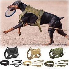 Tactical Dog Harness Military Training Vest Collar Leash Set with Handle M-XL