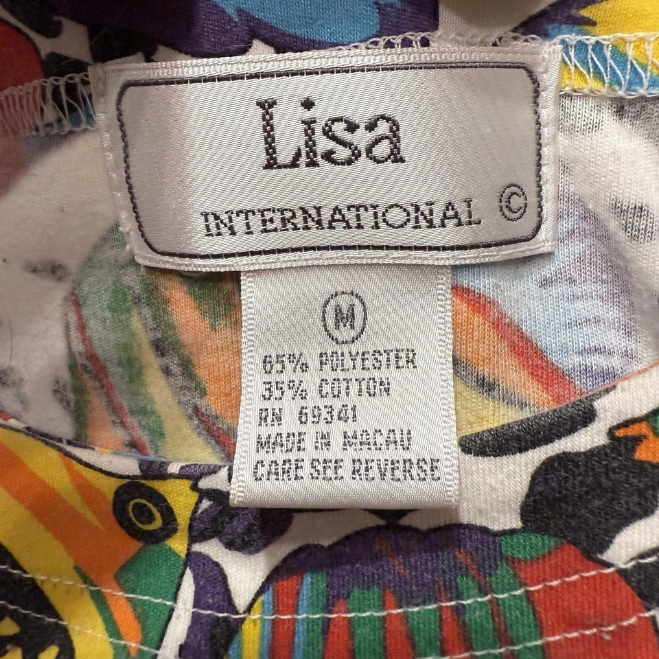 Camisa feminina Lisa International média peixe tropical com miçangas colorida 69341 - Imagem 2 de 4