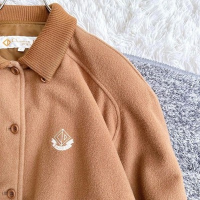 Christian Dior Jacket Vintage Wool Brown Short Length Embroidered