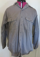 Sears Luster Chino Distressed Stained Mechanic's Work Shirt Men's Size M Gray 3