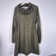Cabi Womens Olive Green Cowl Neck Sweater Dress XS Long Sleeve Pullover Stretch