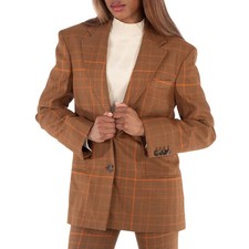 Stella Mccartney Ladies Brown Checked Single-Breasted Blazer, Brand Size 38 US