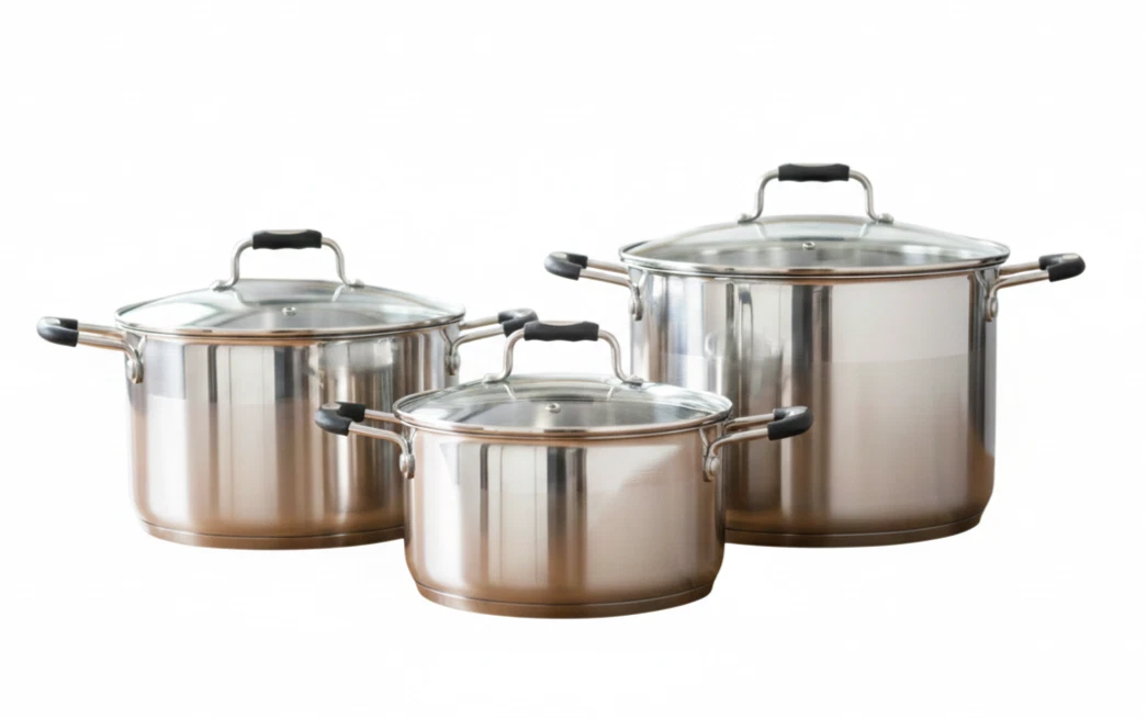 3Pcs Stainless Steel Deep Stock Pot Set 24cm 26cm 28cm Heavy Duty Cooking Pots