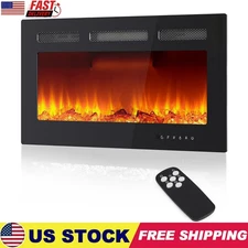 30 inch Electric Fireplace Wall Mounted Recessed with Remote Control 750/1500W