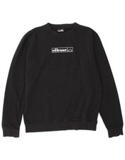 ELLESSE Womens Oversized Graphic Sweatshirt Jumper UK 10 Small Black CZ06