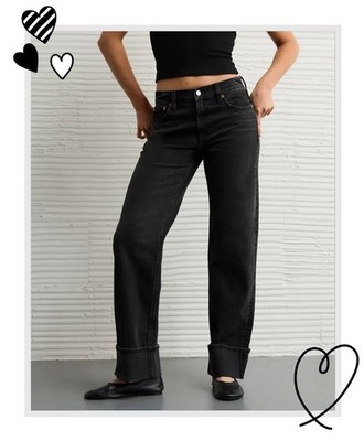 American Eagle High Rise Stretch Stovepipe Jeans Black Blaze Sz 00Short 90s
