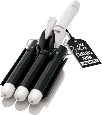 Alure Three Barrel Curling Iron Wand Hair Waver with LCD Zblack/White 