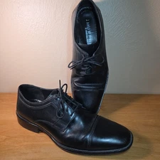 J Murphy Johnston & Murphy Oxfords Mens Sz 10.5M Black Leather Shoes Cap Toe