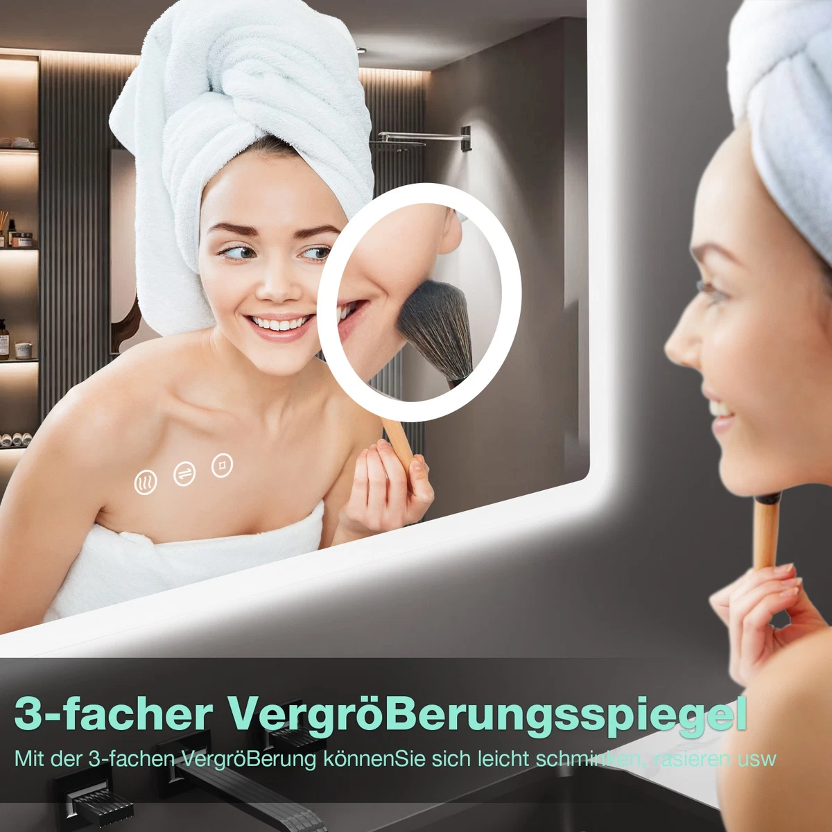 LED Badspiegel mit Beleuchtung Beschlagfrei Badezimmerspiegel Wandspiegel Neu