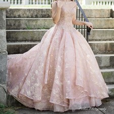 Pink Glitter Ball Gown Prom/quince Dress Sweetheart Neck Lace Up Back Sleeveless