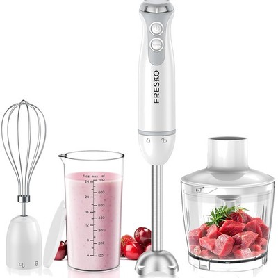 Hand Blender, 1000 W, Edelstahl, 4-in-1, Smoothies, Babyfood, Suppe, Rührstab