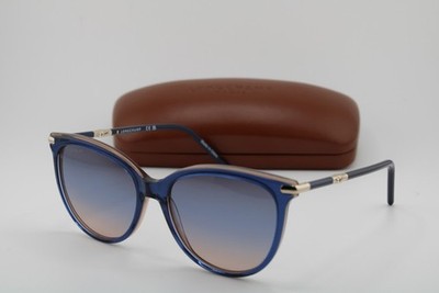 NEW LONGCHAMP LO727S 435 CLEAR BLUE GOLD GRADIENT AUTHENTIC SUNGLASSES 54-16