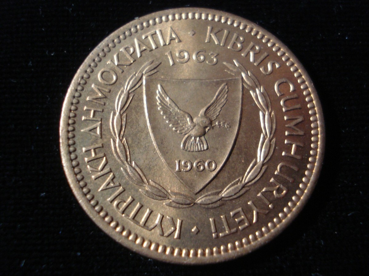 1963 cyprus kyttpiakh ahmokpatia kibris cumhuriyeti 5 mils 1960