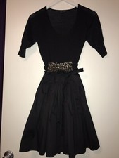 Women’s MANGO Suit Wool Blend/Cotton Embellished Belt Dress Sz M