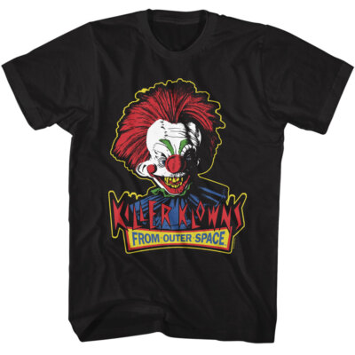 Killer Klowns Men's T-Shirt Head and Logo Outer Space Evil Clown Horror Movie