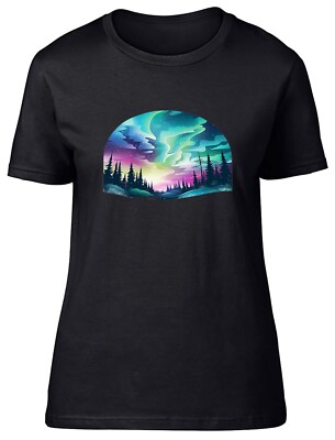 Northern Lights Damen T-Shirt Aurora Borealis Sky Damen Geschenk Tee