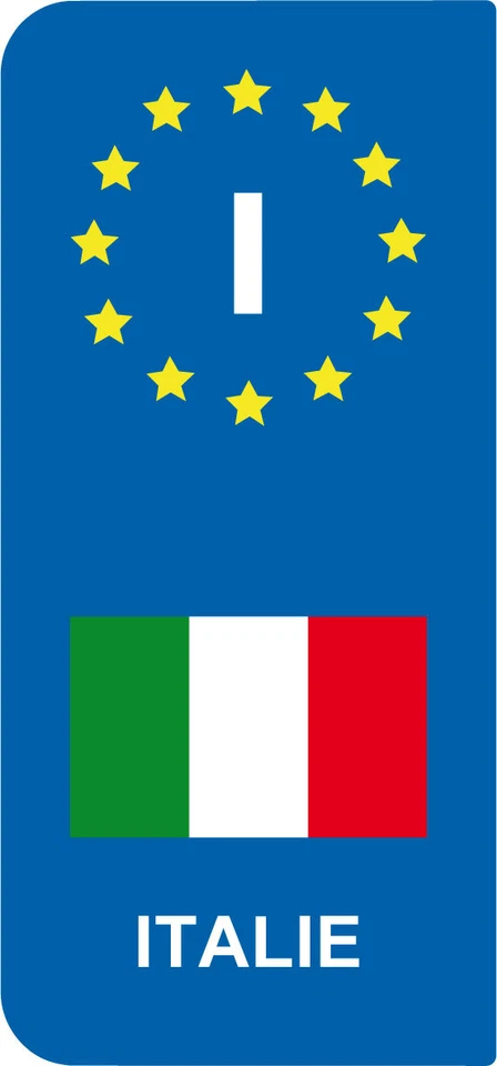 SAFIRMES lot 2 Stickers style immatriculation (Vinyl FLAG) Europe ITALIE -I-