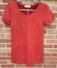 Vintage How. Very. Loved. Orange Mini Dress Women's Size Small Suede Raw Hem