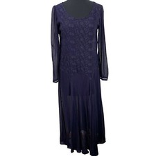 Vintage Odessa Sheer Dark Plum Embroidered Dress