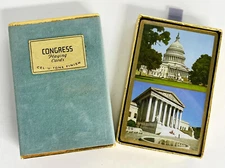 Vintage Congress Playing Cards Cel-U-Tone Finish Capitol Bldg Complete Sealed