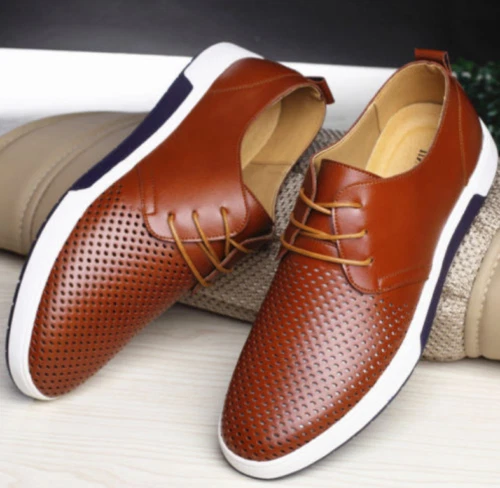 Hombres Zapatos Informales Británicos de Cuero Tenis con Cordones Oxford Transpirables - Imagen 11 de 30