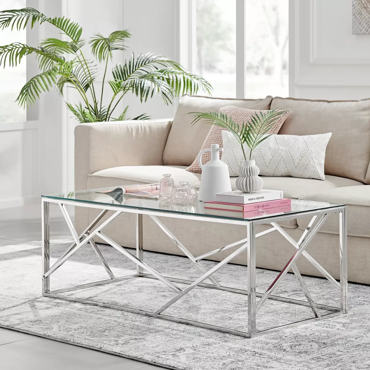 Glass oblong on sale coffee table