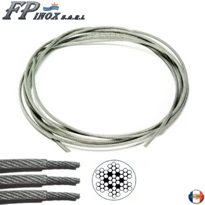 FP INOX Câble Gainé Transparent inox A4 Souple 7X7 ( 49 fils ) Différent Ø inox A4 PVC